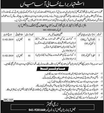 Agriculture Department Faisalabad Jobs for Electrician Career