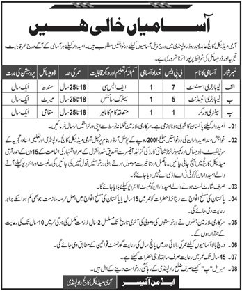 Army Medical College Rawalpindi Jobs