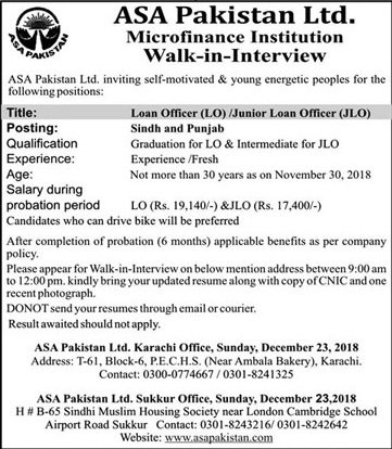 Asa Pakistan Limited Karachi Jobs