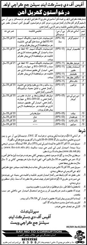 District & Session Court Karachi Jobs for Stenographer