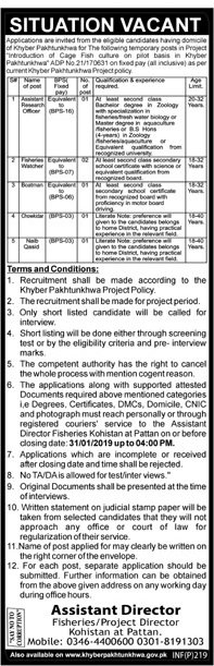 Fisheries Department Kohistan Jobs For Naib Qasid