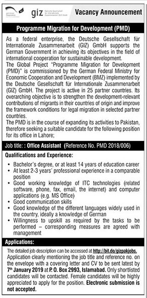 Giz Islamabad Jobs Career