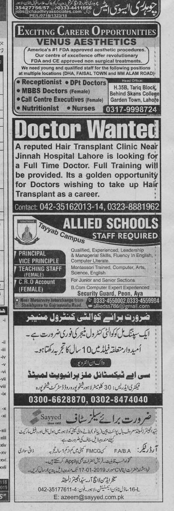 Jang Classified Jobs Post