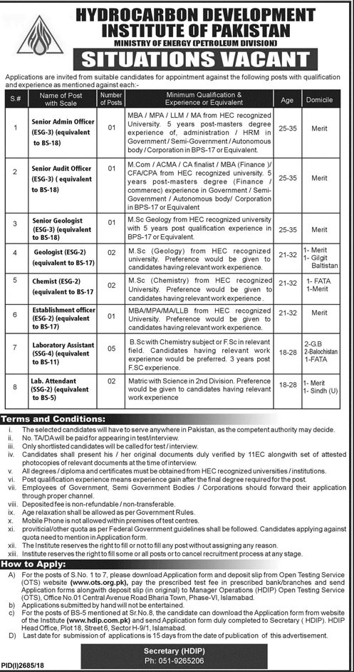 Jobs in Hydrocarbon Development Institute Of Pakistan