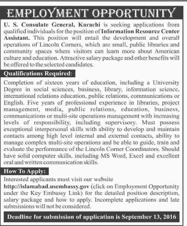 Jobs in US Consulate