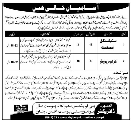 Kpk Government Peshawar Jobs For Assistant