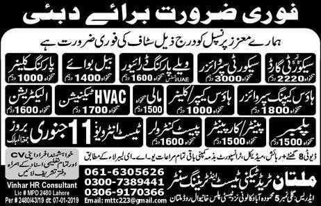 Multan Trade Techni Test & Training Center Multan Jobs For Security Guard