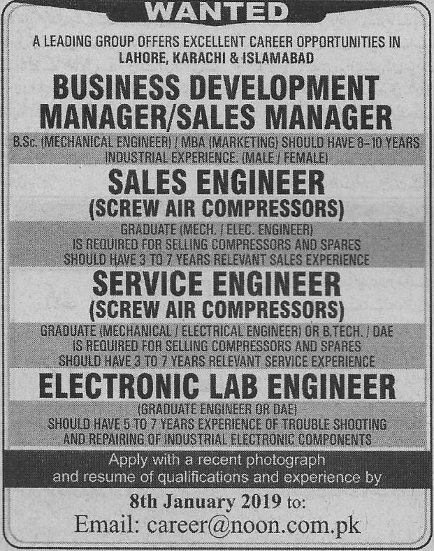 Noon International Private Limited Lahore Jobs For Business Development Manager