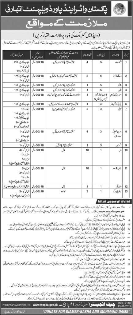 Pakistan Water & Power Development Authority Tarbela Jobs For Supporting Staff