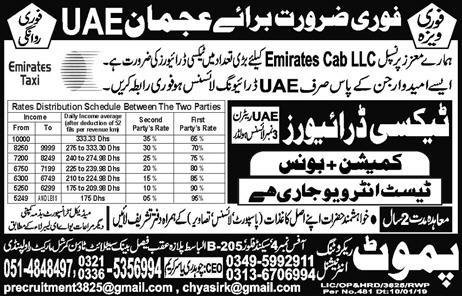 Pamote Recruiting International Rawalpindi Jobs For Taxi Driver