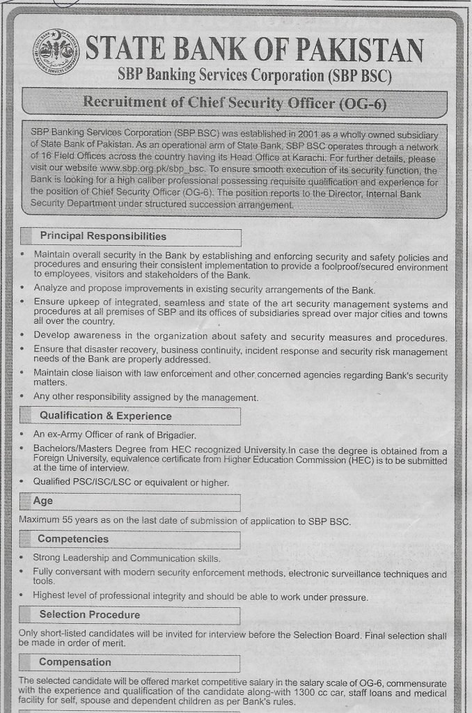 State Bank Of Pakistan Karachi Jobs