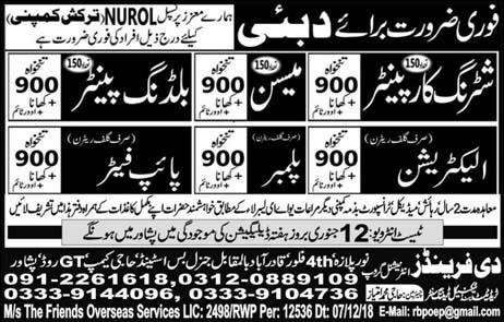 The Friends Trade Test & Technical Training Center Peshawar Jobs For Plumber