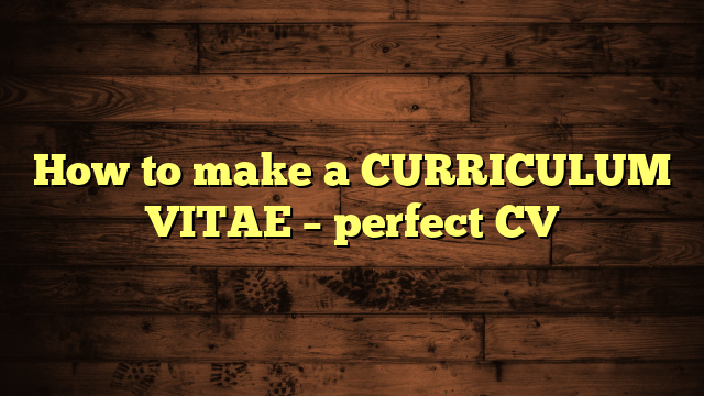 How to make a CURRICULUM VITAE – perfect CV
